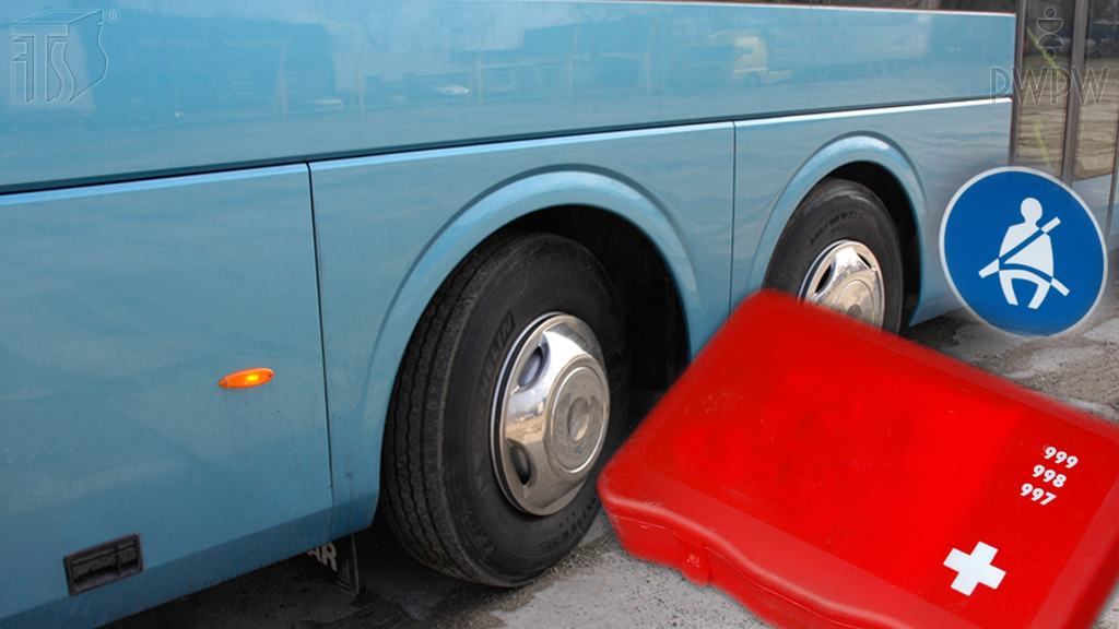 zdjecie do pytania - Co stanowi obowiązkowe wyposażenie autobusu, którego dopuszczalna prędkość wynosi 100 km/h?