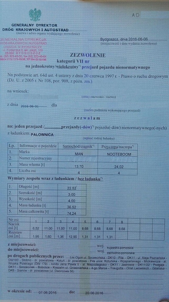 zdjecie do pytania - Czy kierując pojazdem nienormatywnym masz obowiązek mieć przy sobie i okazywać uprawnionym osobom zezwolenie na przejazd?